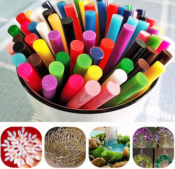 Ewparts 14-Color Hot Glue Sticks, 84-Pack | 7mm x 100mm size for mini glue guns. 14 colors. Ideal for DIY crafts, school projects, home decor, and holiday decorations