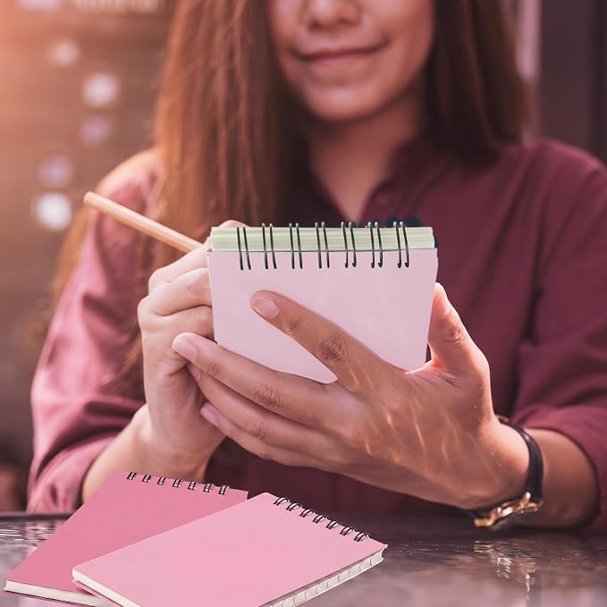 Tenceur 8 Pcs Pocket Notebook Small 3x5 Inch Mixed Pink Top Spiral Notepads Bound Notebook with Lined 120 Pages Mini Memo Pads for Office College Nurse Essentials Back to School Gift