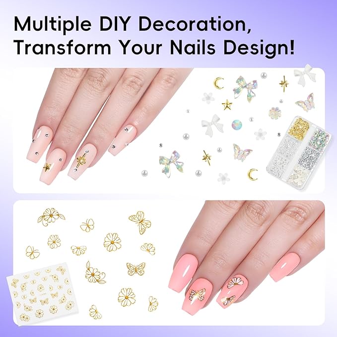 PEACECOLOR Gel Nail Kit, 240Pcs Short Medium Coffin Nail Tips with U V Lamp 2 Colors Jelly Gel Polish Top Coat Glue Nail Art Extension Set Gifts for Women DIY Home Salon