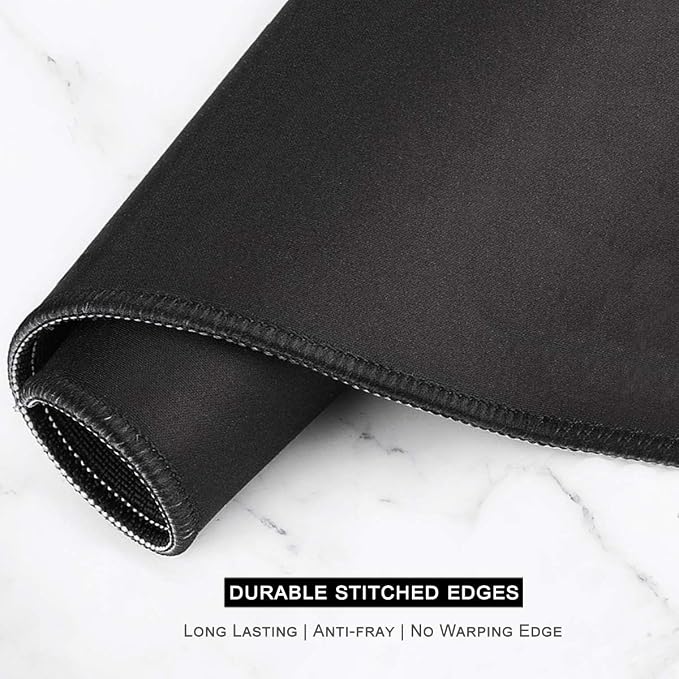 Auhoahsil Large Mouse Pad, Full Desk XXL Extended Gaming Mouse Pad 35" X 15", Waterproof Desk Mat w/Stitched Edges, Non-Slip Laptop Computer Keyboard Mousepad for Office and Home, White Marble Design