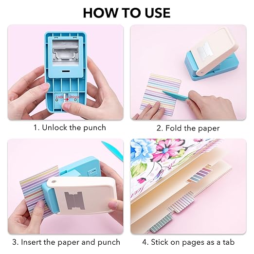Tab Punch DIY Index Tabs Puncher Tag Punch Loose Leaf Separator Label Punch Craft Paper Punch for Scrapbooking, Journaling Tabs, Bible Tabs, Book Tabs, Notebooks, Planner Inserts, and More Projects