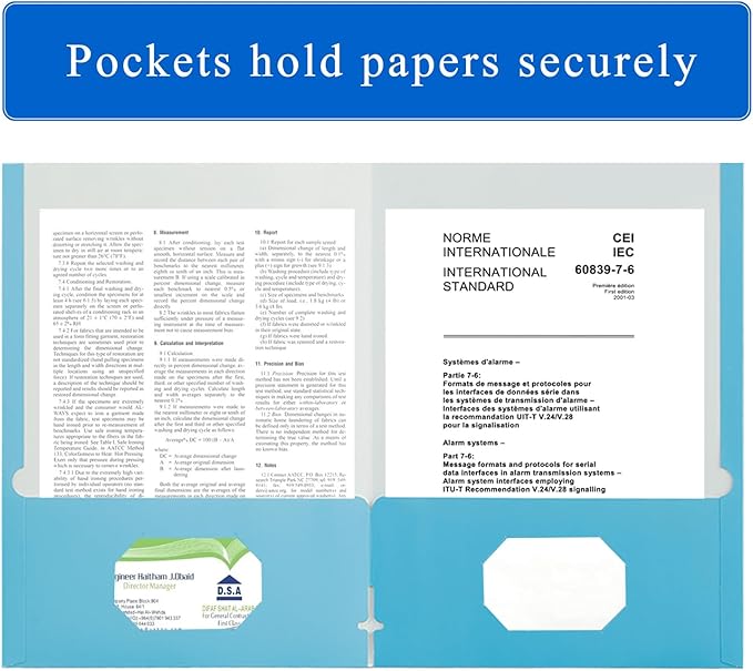 Zzrywuty File Folders with Pockets Letter Size,50-Pack Paper Folders with Card Slot,Light Blue Two Pocket Folders for School Students,Businessmen,Home and Office Workers