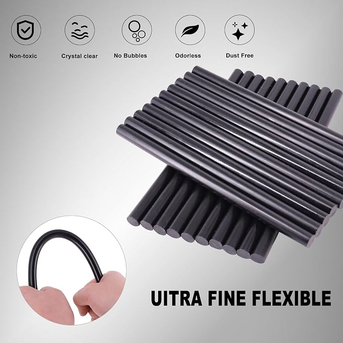 40 Pcs Dent Repair Glue Stick,Black Craft Glue Gun Sticks, 0.43” Dia x 7.87”Long Hot Melt Glue Sticks for Car Dent Repair Handmade DIY Art Craft Home Office Project Craftwork Fix & Repairs
