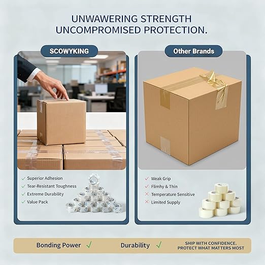 24 Rolls Clear Packing Tape, 1.88 Inch x 68 Yards, 2.7 Mil Thick - Heavy Duty Shipping Tape for Moving, Sealing Boxes, Packaging - Strong Adhesive, Crystal Clear, Residue-Free, Bulk Value Pack