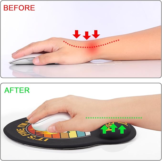 Ergonomic Mouse Pad with Wrist Support Rest,Large Mousepad Gel Wrist Rest, with Coaster Non-Slip & Pain Relief for Computer, Desk, Home&Office-Black Dumpster Fire