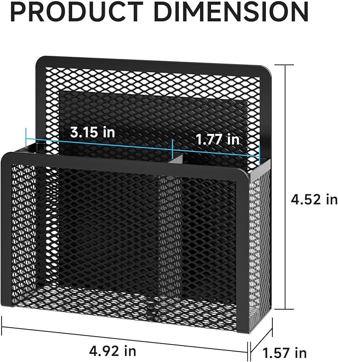 Marbrasse Magnetic Dry Erase Marker Holder, Mesh Pen Holder for Whiteboard，Magnet Pencil Organizer Storage for Refrigerator Locker Accessories Organizer for Home, School and Office(Black)