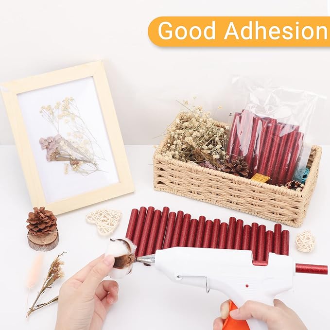 Glitter Red Hot Melt Glue Stick, Manarty 48 PCS Full Size Hot Melt Glue Sticks Colored, Sparkly Gray Adhesive EVA Glue Sticks Standard for Seal Stamp DIY Art Craft Decoration, 0.43" Dia x 4" Long