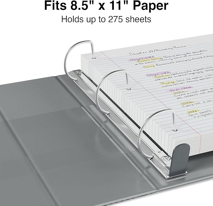 Staples Heavy-Duty 1-Inch D-Ring View Binder, Reinforced Spine, Holds Up to 275 Sheets, Gray, for Office & School