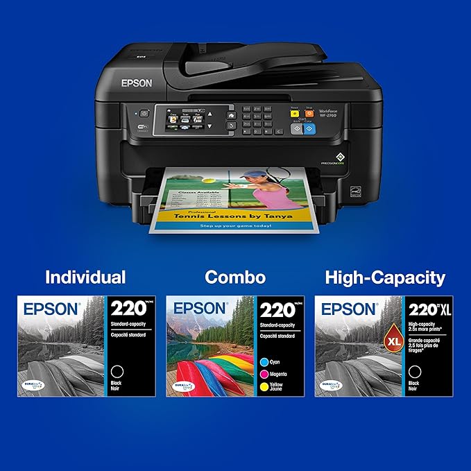 EPSON 220 DURABrite Ultra Ink Standard Capacity Black & Color Cartridge Combo Pack (T220120-BCS) Works with WorkForce WF-2630,2650, 2660, 2750, 2760 and Expression XP-320,420, 424