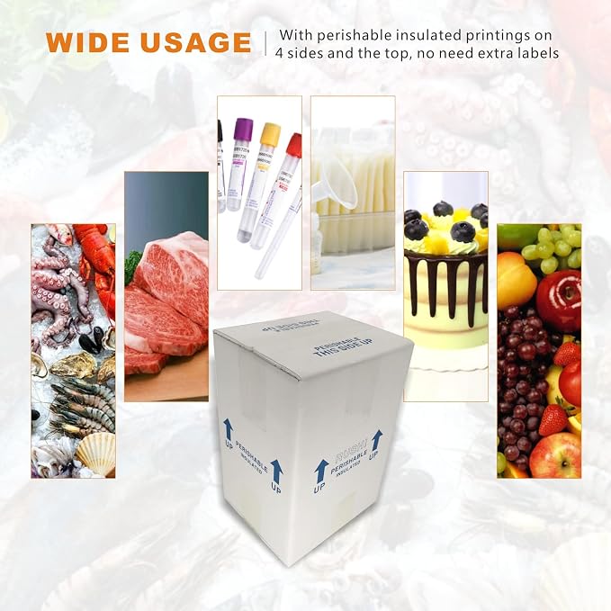 7x6x10'' Small Insulated Shipping Boxes with Liners, 4 Pack Small Cold Shipping Boxes, for Perishable Frozen Food, White (TB7610L-4)