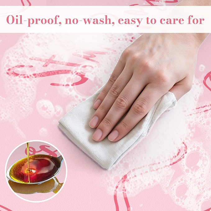 iCasso Pink Mouse Pad, Scalloped Desk Cover Mat, Leather Waterproof Desk Pad Mat for Desktop Protector, Non-Slip XXL Big Mousepad for Computer Keyboard Office Dorm Desk -Stay Positive