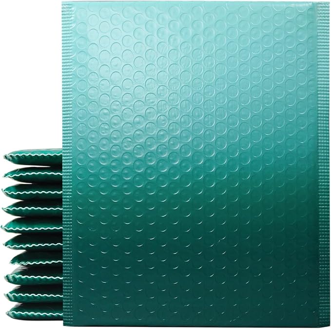 8.5x11 Inch 30 Pack Green Bubble Mailers, Waterproof Padded Envelopes, Self Seal, Strong Adhesion Bubble Envelopes, Cushioning Padded Mailers for Small Items