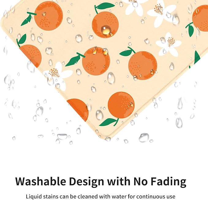Seorsok Funny Cute Peach Flower Fruit Mouse Pad,Office Home Premium-Textured Mouse Mat Design,Waterproof Mouse pad,Non-Slip Rubber Base Computer Mouse Pads for Wireless Mouse,Orange with Green Leaves
