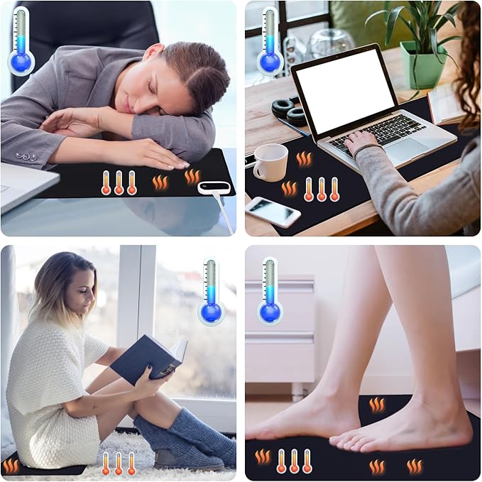 Heated Desk Pad, Heated Mouse Pad - 31.5 x 13 inch, Heated Desk Mat, Desk Warmer with 5 Heat Levels & Auto Shut-Off - Ideal for Office and Home(Coffee Brown)