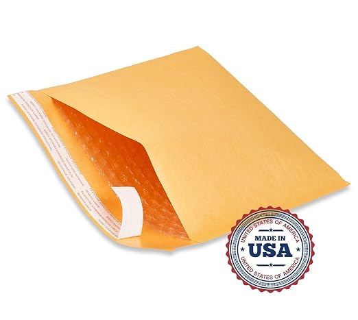SALES4LESS - Kraft Bubble Mailers, Self-Seal, Waterproof & Cushioned Padded Envelopes for Shipping, 4 x 8 in (10 Pack, Gold)