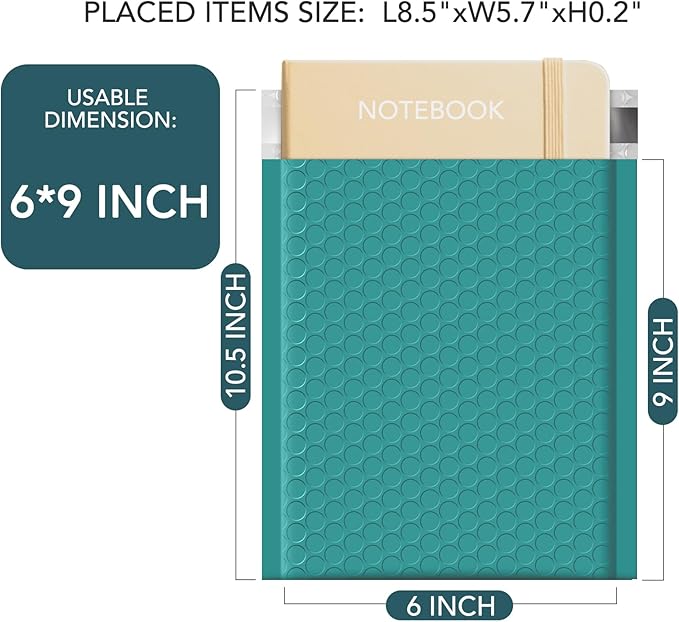 Metronic 600 Pack Bubble Mailers 6x10 Inch Usable Size 6x9" Forest Green Padded Envelopes Waterproof Bubble Envelopes Cushioning Padded Mailers for Packaging, Mailing, Shipping