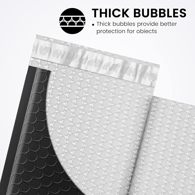 Fuxury Black Bubble Mailers 4x8" 100 Pack Waterproof Padded Envelopes | Usable Size 4x7" Self Seal Bubble Envelopes Padded Mailers for Small Business, Envelope Mailers