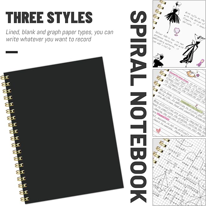Blank Spiral Notebook B5 Black Hardcover Sketch Book -7.48" X 10.18" 4 Pack unlined Journal for Drawing,160 Pages 100GSM Thick Paper for Note Taking School Office