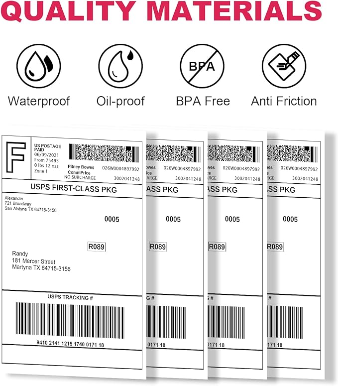 4x6 Thermal Labels 20 Rolls - 5000 Labels, Industrial Labels Direct Thermal Perforated Postage Shipping Label for Rollo, Zebra, MUNBYN and Polono Thermal Printer (NOT for DYMO)