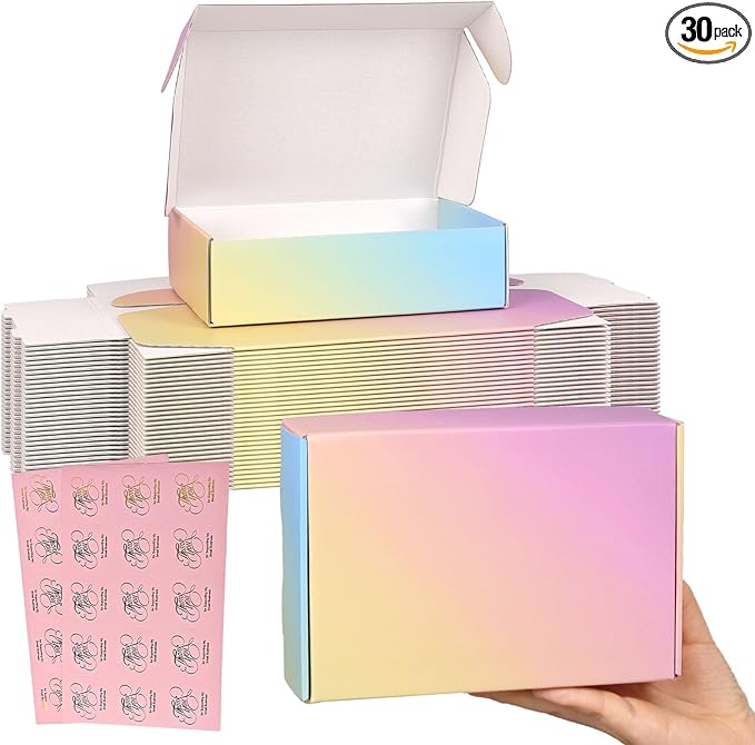 Shipping Boxes Small 7x5x2", 30 Pack Colorful Corrugated Cardboard Boxes, Mailer Boxes for Small Business Mailing Packaging