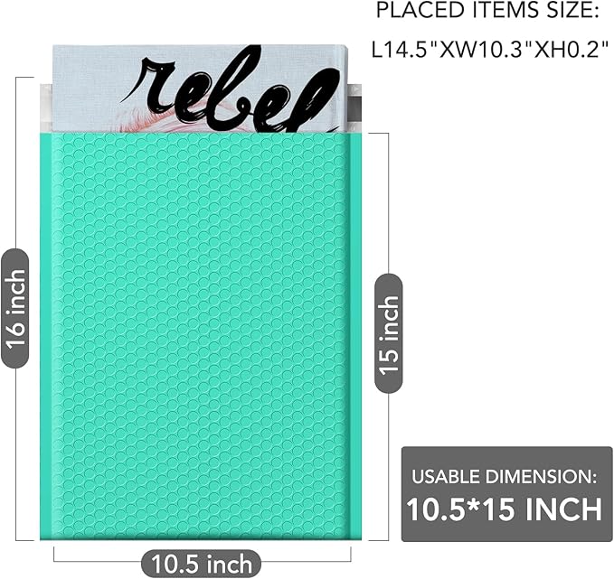 GSSUSA Teal Bubble Mailers 10.5x16 Padded Envelopes, 1 Pallet Pack of 3750 Self-Seal Packaging Bags, Small Business Supplies, Shipping Envelopes, Mailing Bags, Packaging for Small Business