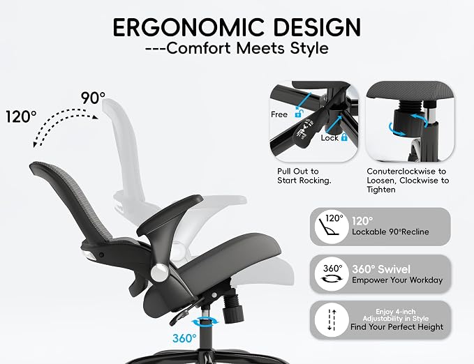 TRALT Office Chair - Ergonomic Office Chair with Back Support for Adults | Home Office Desk Chair with Lumbar Support - Ergonomic Mesh Chairs 330 lb Wide Seat for Work, Office, Gaming(Black Grey)