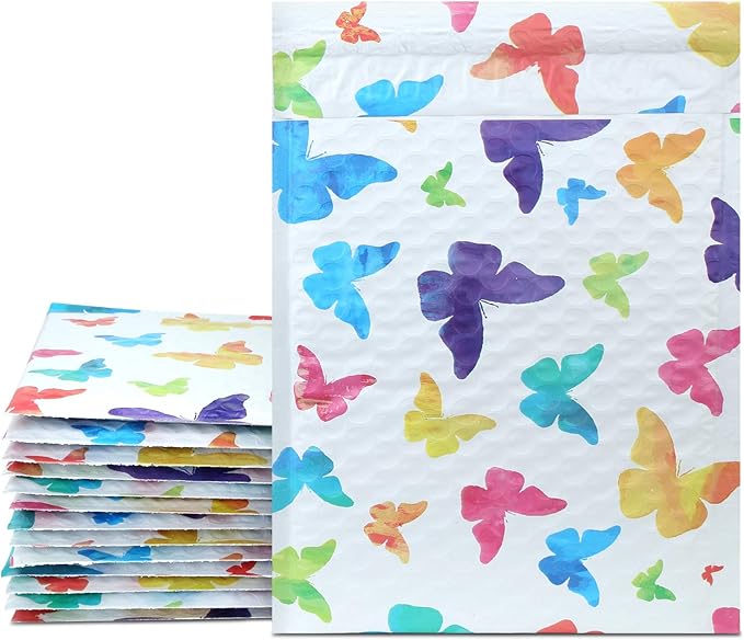 UCGOU Bubble Mailers 6x10" Usable Size 6x9" Butterfly Padded Mailer 25 Pack | Opaque Self Seal Adhesive Waterproof Padded Envelopes for Jewelry Makeup Supplies Cute Bubble Mailers for Small Business
