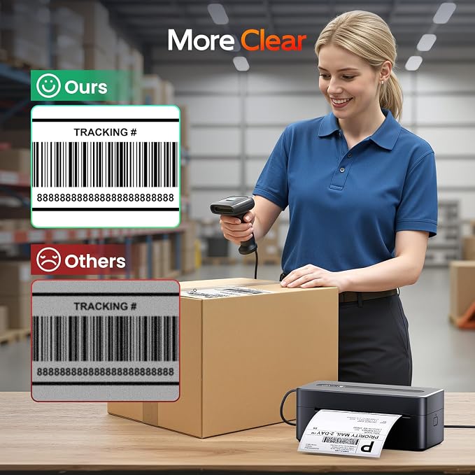 TATTMUSE Thermal Shipping Label Printer 4X6 Upgraded, 2026 New Version Bluetooth Label Printer for Small Business and Package, Support iOS, Android, Windows, Mac, Come with Label Holder