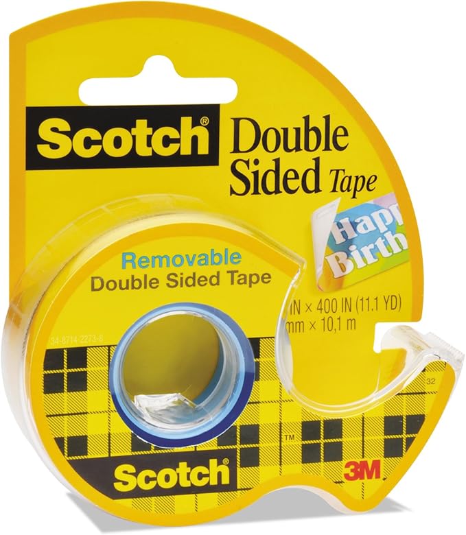 Scotch Double-Sided Removable Tape with Dispenser, 3/4-Inch x 400-Inch, Clear – 1-Pack
