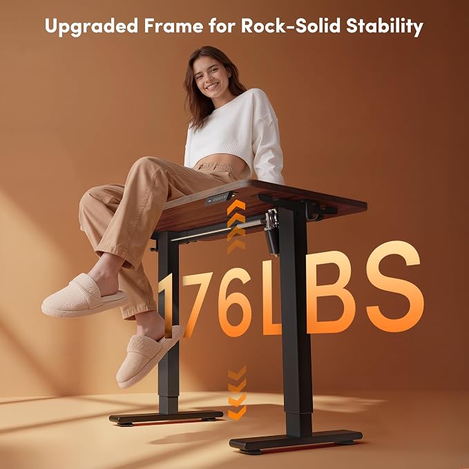 FEZIBO Standing Desk 32 × 19 Inch Electric Height Adjustable, Black Walnut | Sit and Stand Up Adjustable Desk, Home Office Computer Desk with 3 Customizable Memory Presets