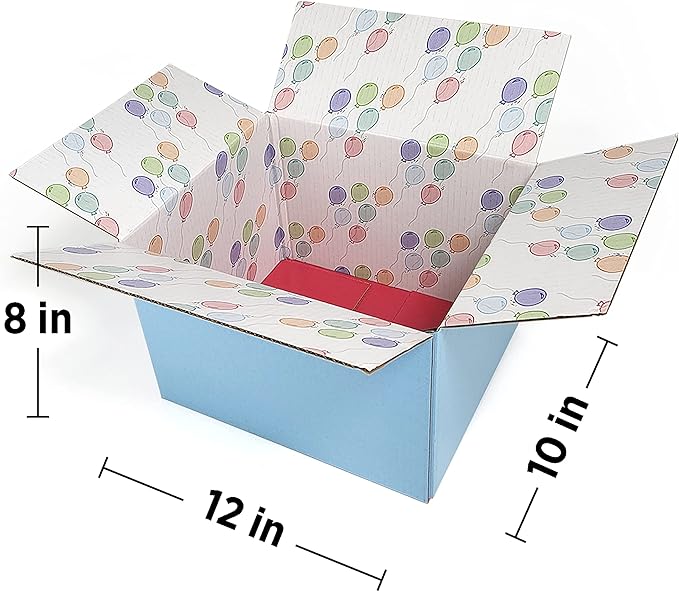 Great Papers! GiftIn Corrugated Shipping Box, Balloon Design, Care Package, for Gifts, Small Business, Weddings, and Classroom, 2 Pack (2022026)