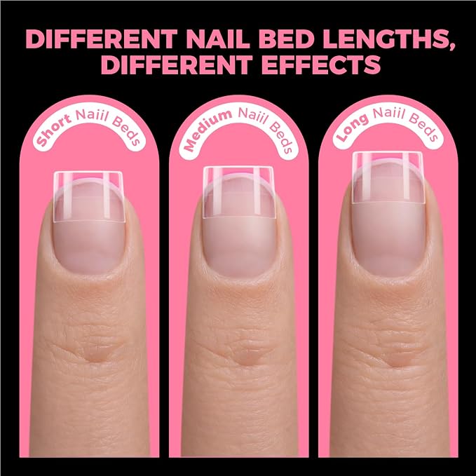 UNA GELLA Short Square Gel Nail Tips Half Cover 504PCS Pre-buff Acrylic Tip | Clear False Fake Nails No C Curve DIY French Style Nail Extentions Art Salon 12 Sizes Ideal for Daily Wear