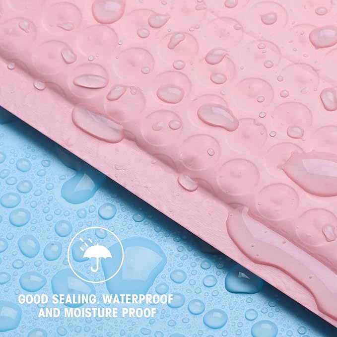 Metronic Bubble Mailers 10.5x16 Inch 250 Pack Light Pink Bubble Mailer Usable Size 10.5x15" Self Seal Waterproof Padded Envelopes for Packaging, Mailing, Shipping, Small Business Supplies Bulk