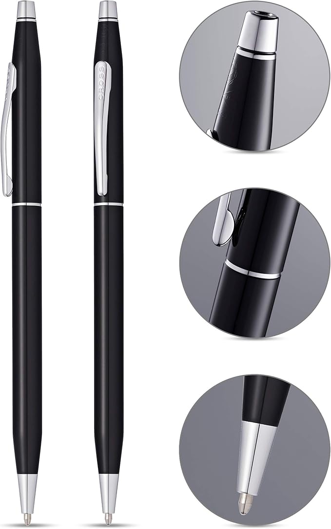 Cross Classic Century Black Lacquer Ballpoint Pen - Refillable Pen for Effortless Writing - Black Ink - Durable Construction - Premier Distinctive Look - Gift-Ready