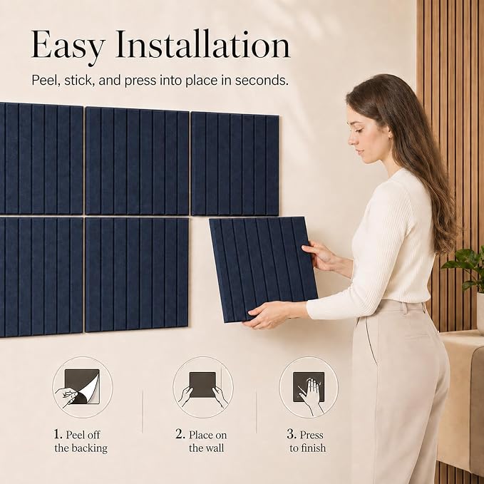 Stripe Felt Bulletin Board Tiles, Cork Board Alternative 48 x 36 in | 0.35 in modular felt wall tiles for notes, photos, schedules, reminders in offices, classrooms, home and office workspaces