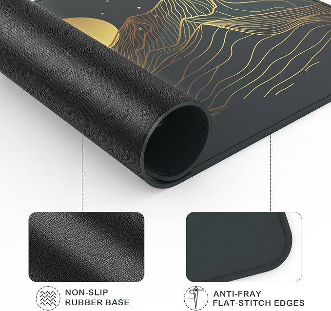 Mouse Pad with Stitched Edge, Multiple Patterns Computer Mouse Pads with Non-Slip Rubber Base, Washable Cloth Mousepad, for Gaming, Laptop, PC (Lunar Peaks)