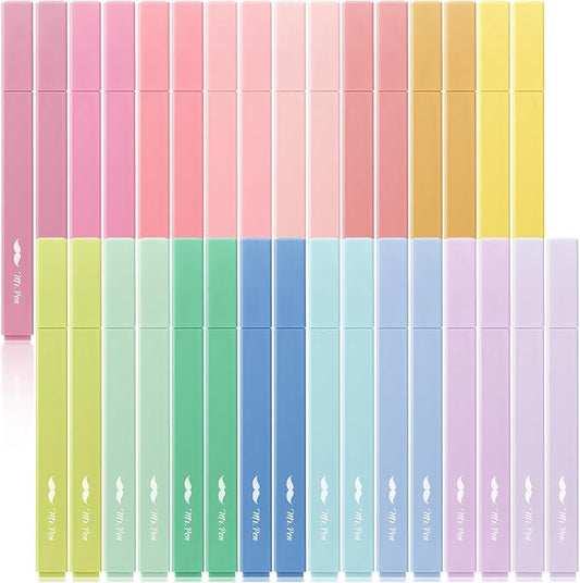 Mr. Pen- Aesthetic Highlighters No Bleed Bulk, 32 Pack, Pastel Color | Chisel Tip, Cute Highlighters Assorted Colors for Journaling, Highlighting, Underlining, Fast Dry, Back to School Supplies