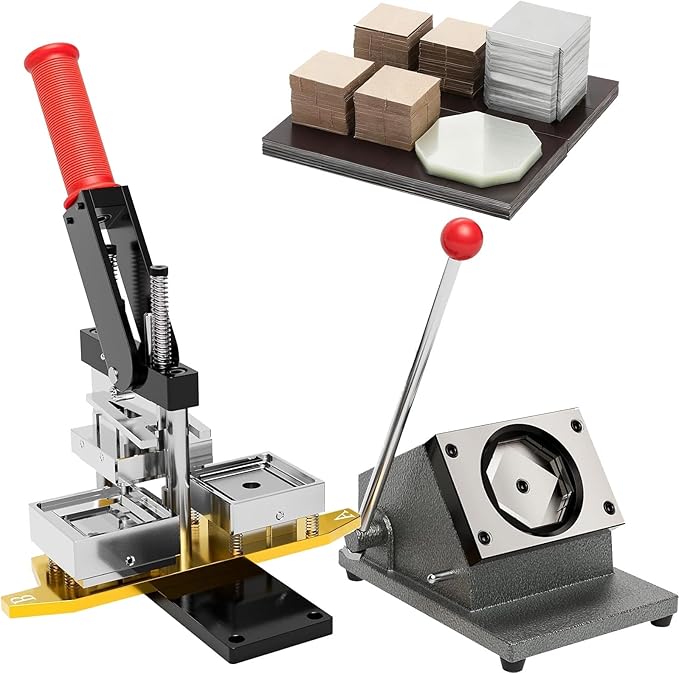 2x2in Square Fridge Magnets Badge Maker Machine DIY Photo Refrigerator Sticker Magnet Press Machine+Paper Cutter+100pcs Materials