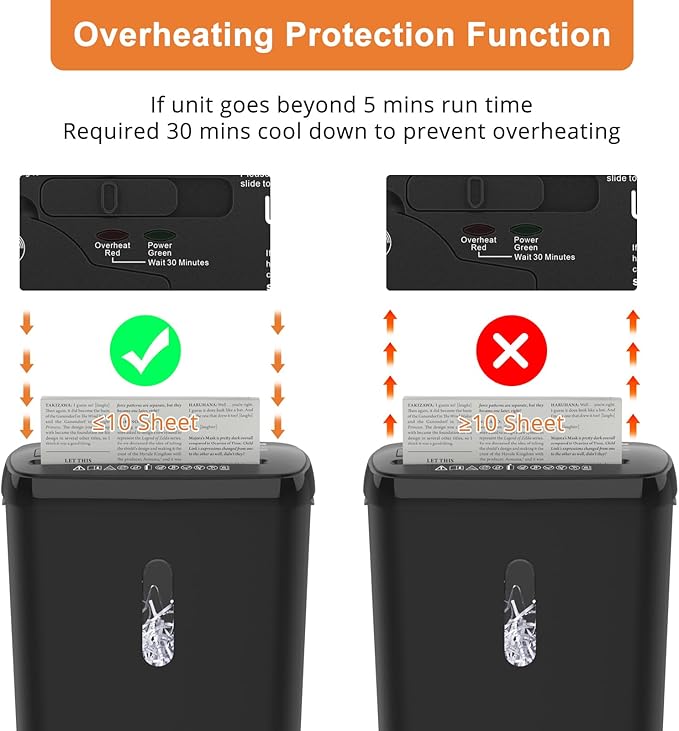 Home Office Paper Shredder,Woolsche 10-Sheet Strip Cut with 3.17-Gallon Basket,P-2 Security Level,CD & Credit Card Shredder,Durable & Fast - Jam Proof System - ETL Certified