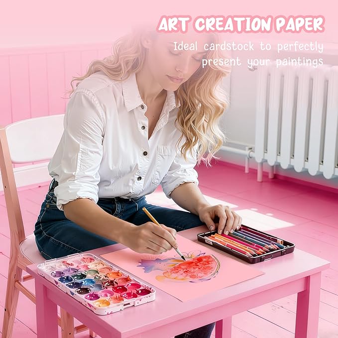 40 Sheets Pink Cardstock Paper 8.5 x 11, Pink Cardstock Printer Paper 8.5x11, Light Pink Card Stock Paper 8.5 x 11, 200 GSM Construction Paper for DIY Cards, Greeting Cards, Valentine's Day Cards