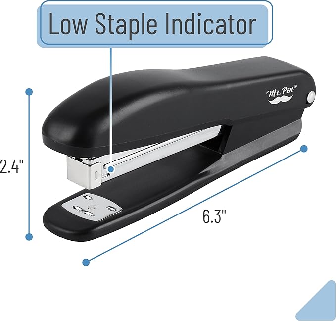 Mr. Pen- Staplers for Desk, 2 Pack with 200 Staples, 20 Sheet Capacity, Black, Office Stapler Set, Desk Stapler with Staples