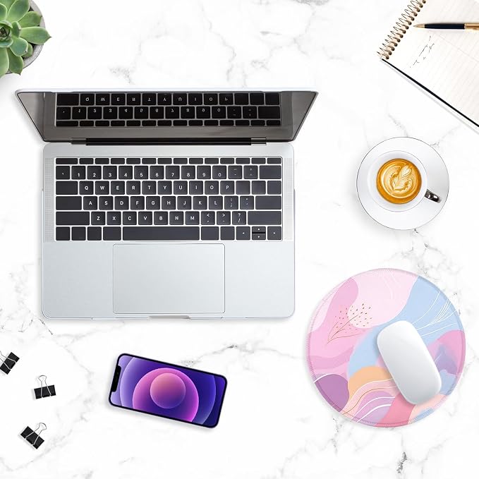 ITNRSIIET Round Mouse Pad with Stitched Edge Premium-Textured Waterproof Non-Slip Rubber Base Desktop Protection Mat Diameter 8.7 inches, Art Style Pattern