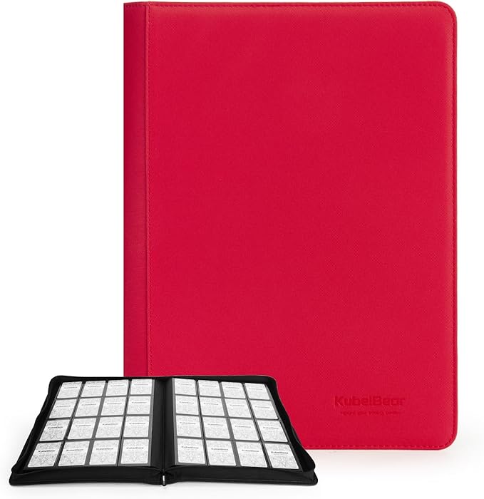Card Binder – 1024 Capacity, Zippered Trading Card Holder for MTG, Sports & Collectible Cards – Acid-Free, Durable & Travel-Friendly Storage (Red dots, 16 Pocket)