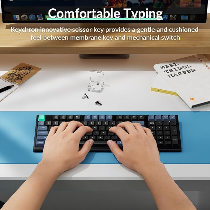 Keychron B35 Wireless Keyboard, 2.4 GHz/Bluetooth 96% Layout Keyboard with Numeric Keypad Silent Typing Launcher Support Ergonomic Angle Compatible with Mac Windows Linux