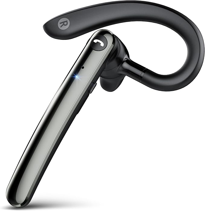 Bluetooth Headset, Wireless Bluetooth 5.4 Earpiece with 10Hrs Hands Free Talk Time, Single-Ear Headset with Noise Canceling Mic, Dual Pairing Headphones for Business/Office/Driving/Trucker/Android/iOS