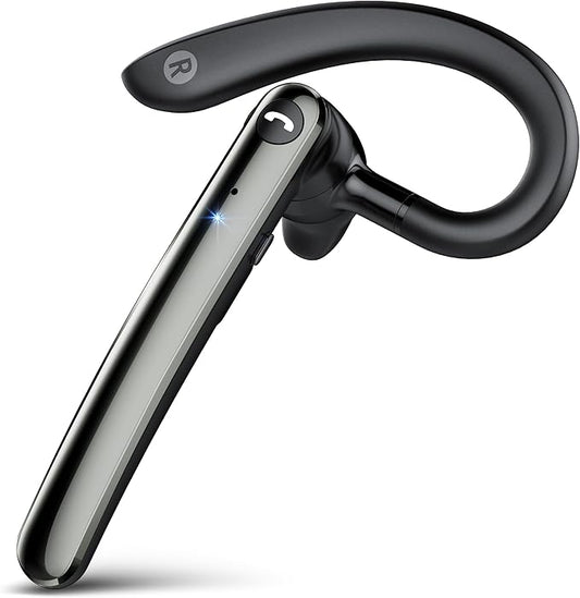 Bluetooth Headset, Wireless Bluetooth 5.4 Earpiece with 10Hrs Hands Free Talk Time, Single-Ear Headset with Noise Canceling Mic, Dual Pairing Headphones for Business/Office/Driving/Trucker/Android/iOS