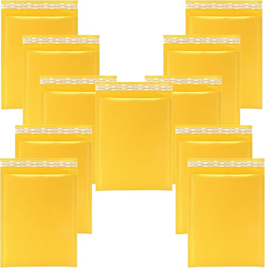 Kraft Bubble Mailers 6x8 Inch 12 Pack Self Seal Padded Envelopes Small Bubble Envelopes Bulk Mail Shipping Bags for Jewelry Makeup Supplies (Yellow)