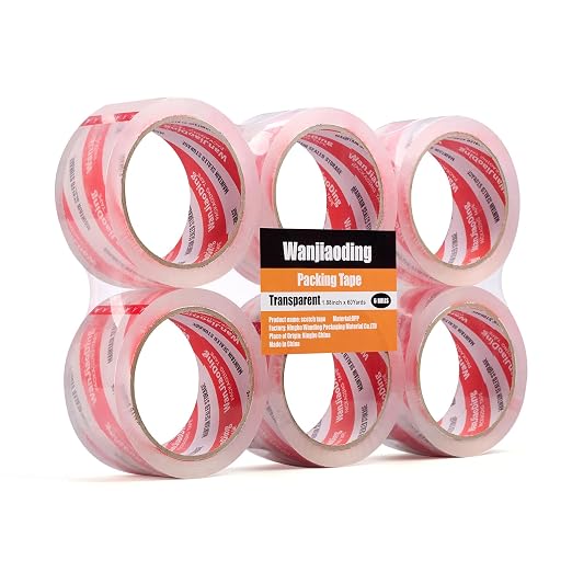 Packing Tape Refills, Clear, Packaging Tape Heavy Duty Designed for Moving, Shipping and Packing, Mailing,1.88" x 60 yds, 6 Rolls