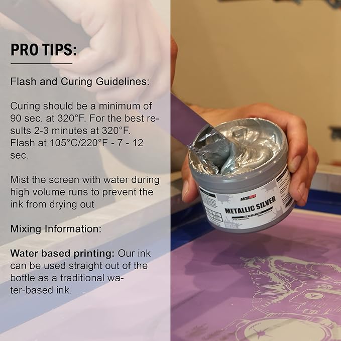 Rapid Cure® Screen Printing Ink Silver (Quart - 32oz.) - Plastisol Ink for Screen Printing, Fast Curing Fabric Paint - Screen Print Direct®, USA Made
