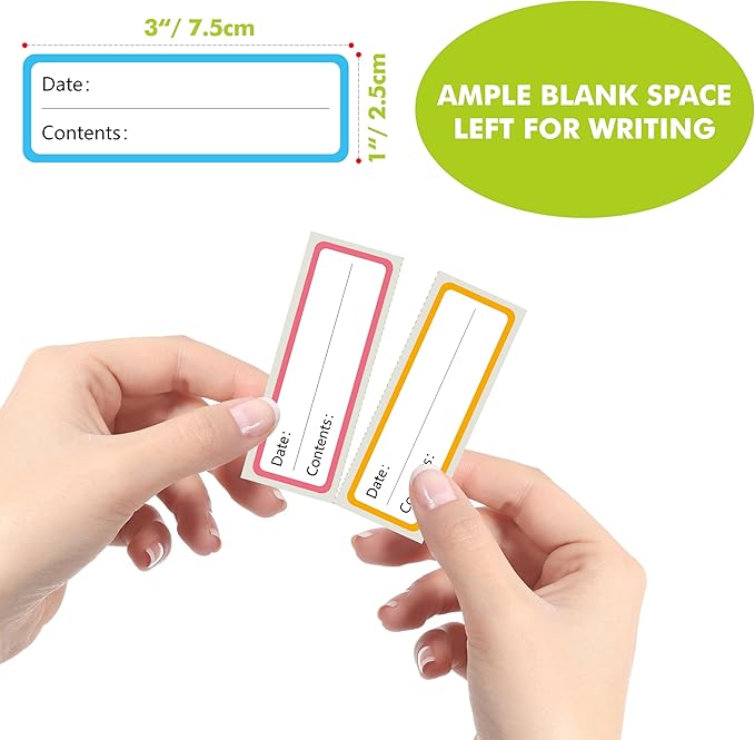 500 PCS Food Labels, Removable Water/Oil/Tear Resistant Food Reminder Stickers Self-Adhesive 10 Colored Freezer Labels in Roll with Perforation Line for Containers, Jars, Kitchen Organization